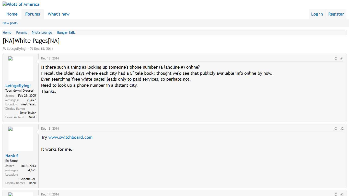 [NA]White Pages[NA] | Pilots of America