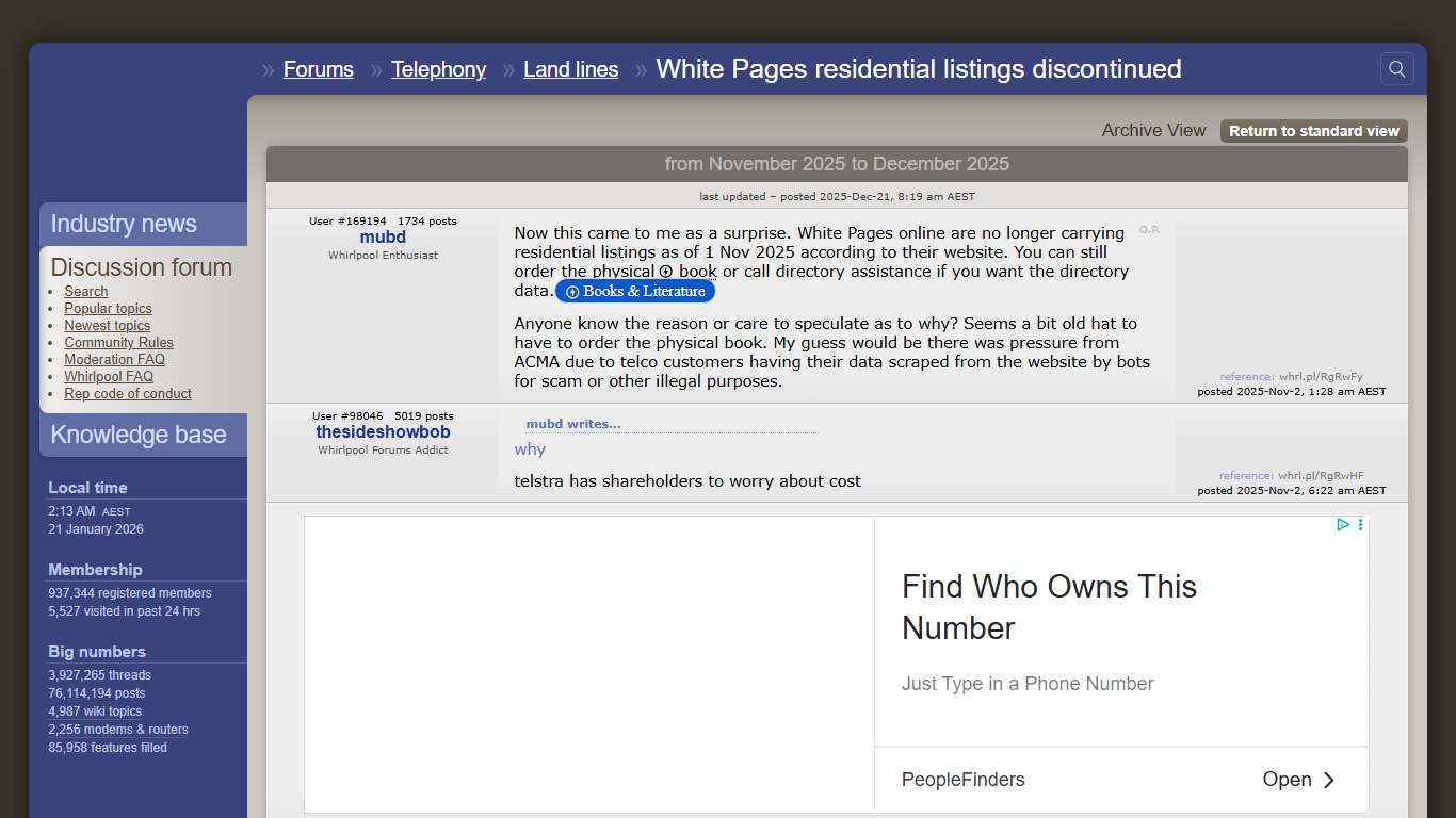 White Pages residential listings discontinued - Land lines
